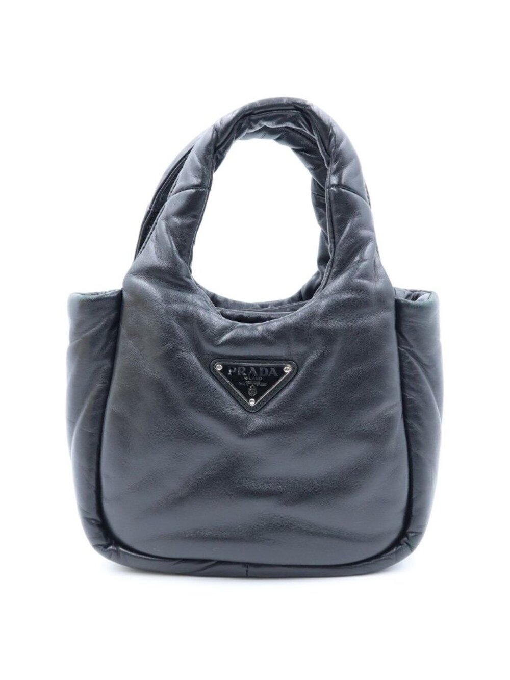 Prada Soft Padded Handbag 2-Way Shoulder Nappa Leather Black